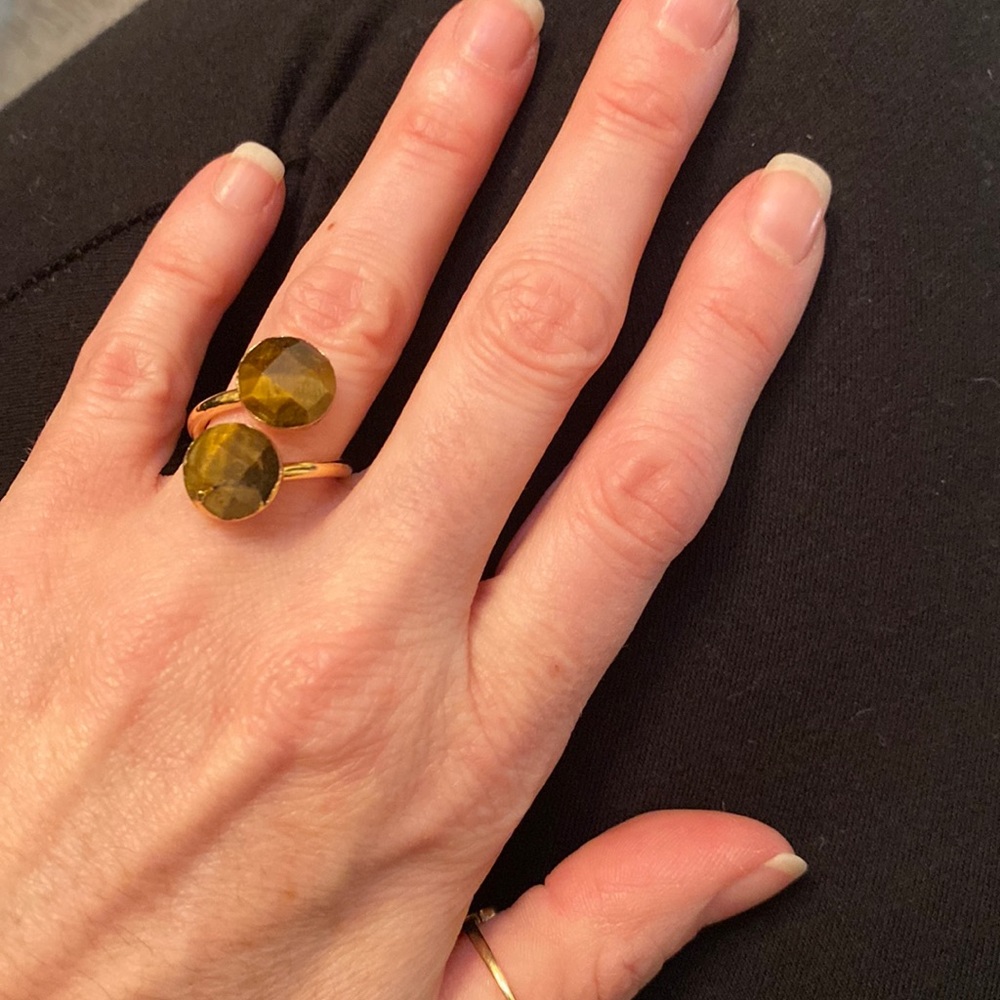 New! Tigers Eye Gold Wrap Ring sz 4.5